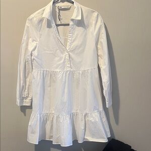 Zara Crisp White Layered Dress